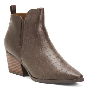 Dark Brown Cameon Croco Booties